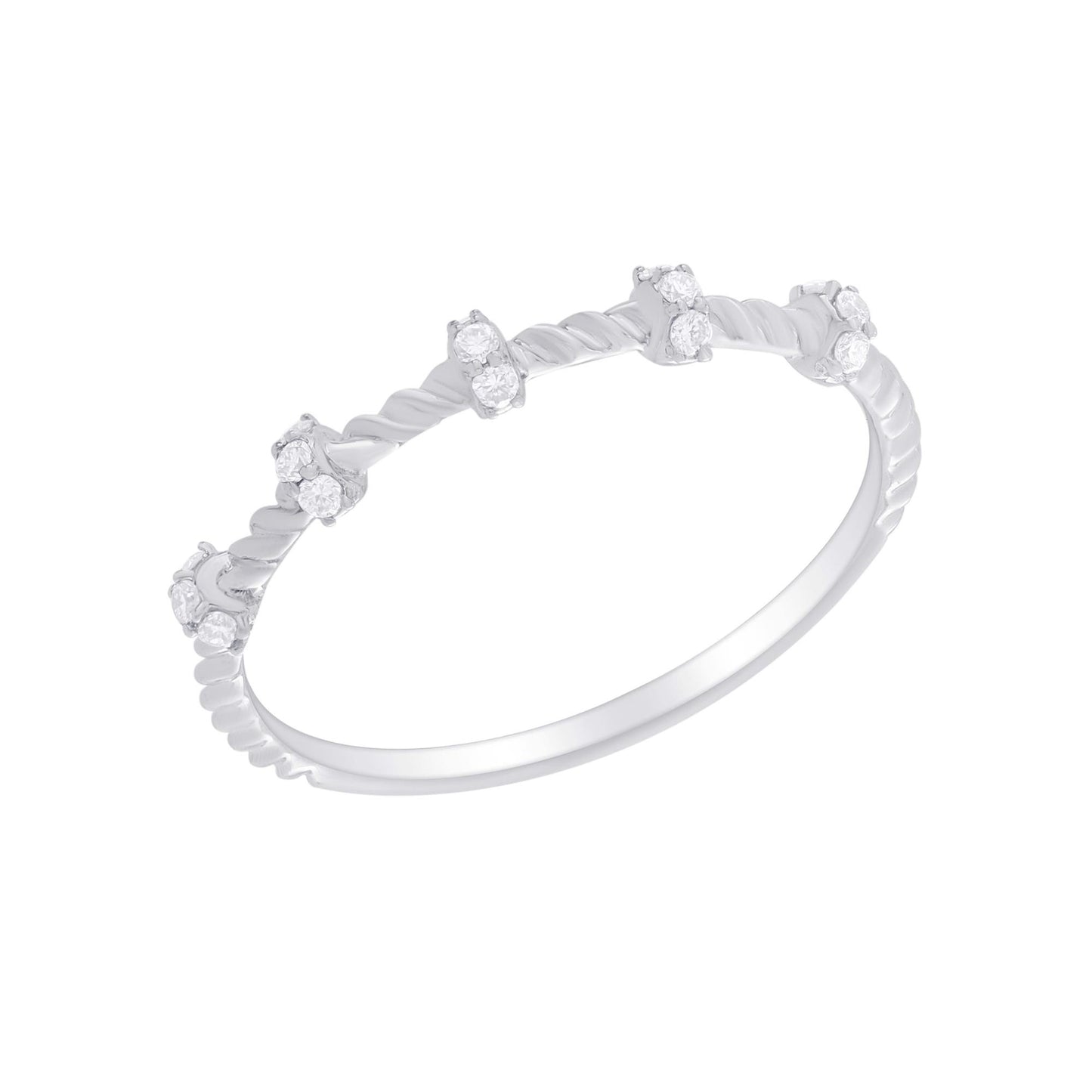 Rope Design Diamond Ring 14K Gold