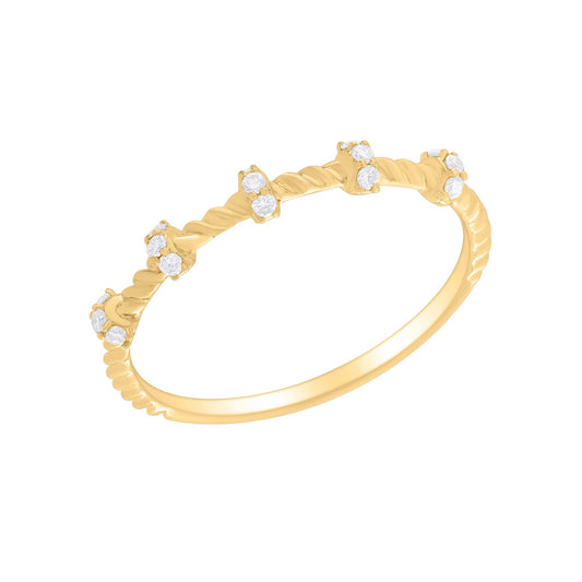 14K Gold Rope Design Diamond Ring