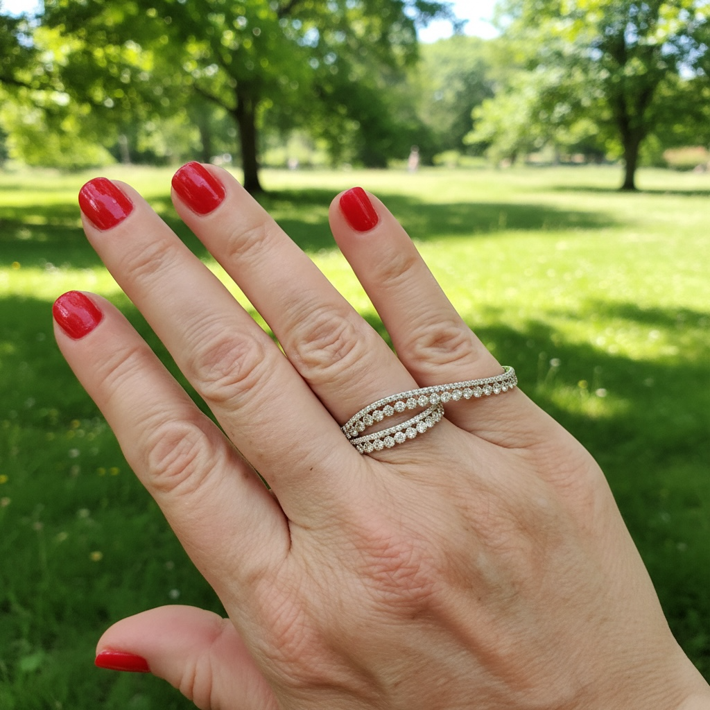 Diamond Two-Finger Ribbon Wrap Ring