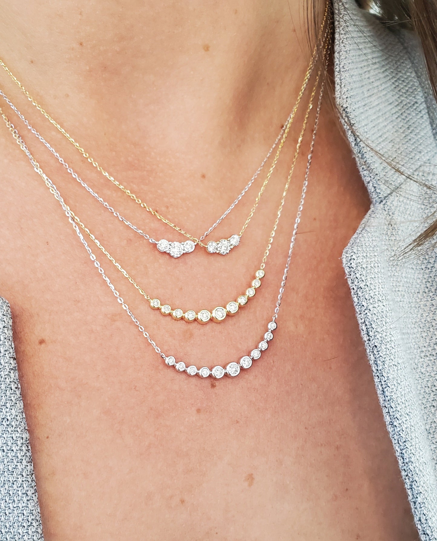 Mini trio diamond necklace