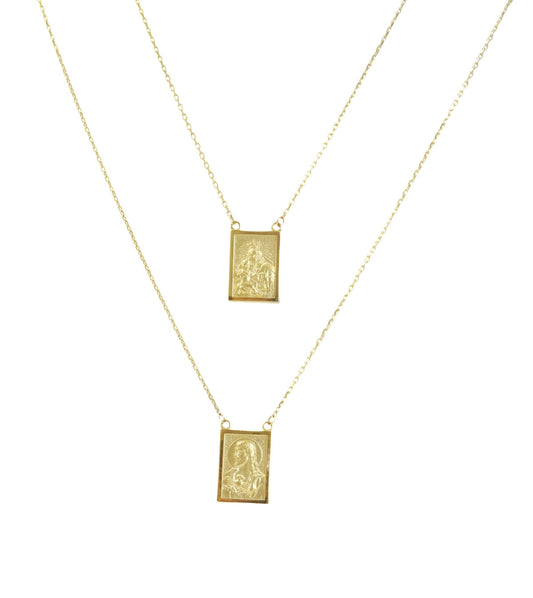 Large Double Medal Scapular Necklace