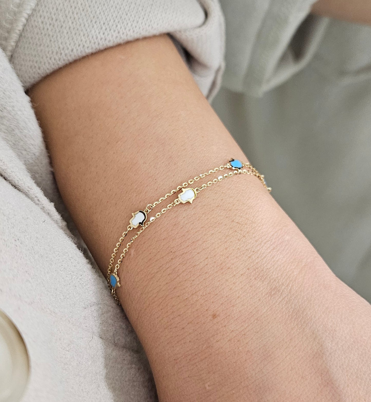 Enamel Hamsa Bracelet