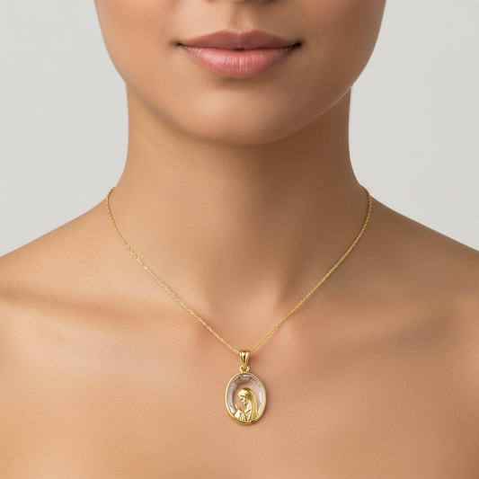 Austrian Crystal Praying Virgen Mary Medal