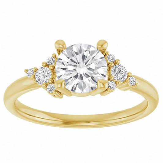 14K Yellow Gold Diamond Constellation Engagement Ring Setting