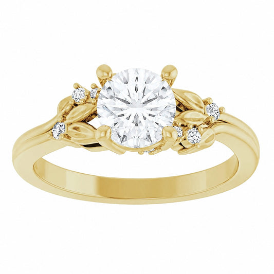 14K Yellow Gold Diamond Vine Engagement Ring Setting