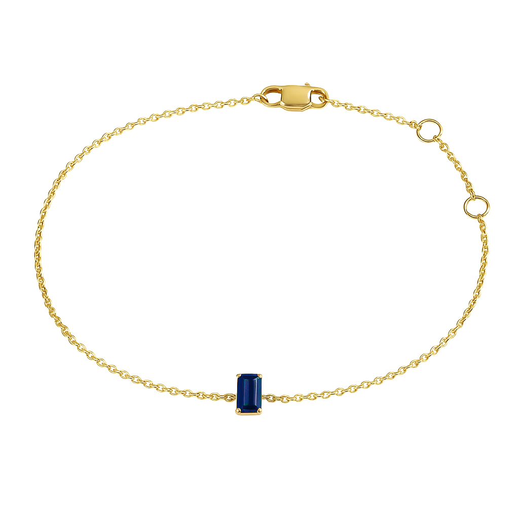 Emerald-Cut Color Stone Gemstone Stacking Bracelet – 14K Gold