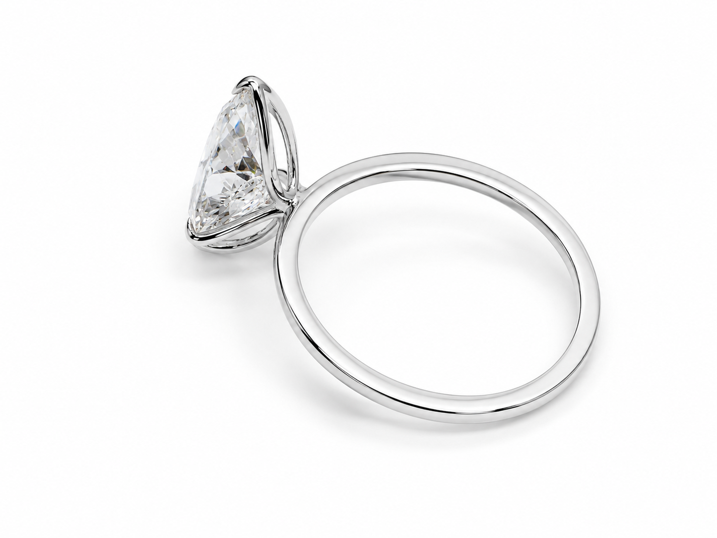 14K White Gold 1.99 CT Lab Grown Pear Diamond Tulip Prong Solitaire Ring