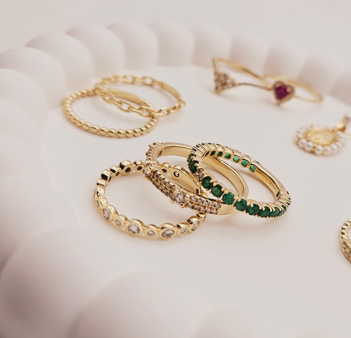 Beaded Plain Gold Ring