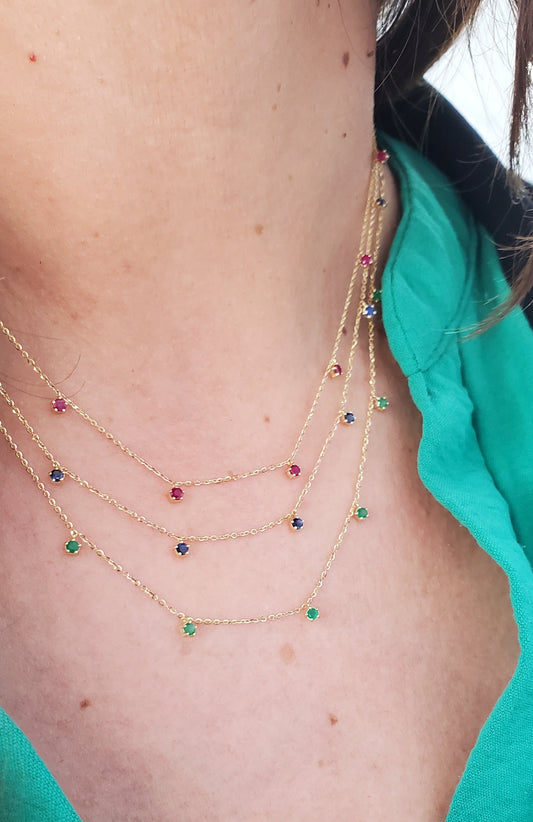 Multi Dangling Color Stone Necklace