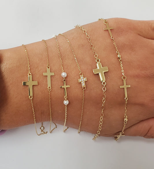 Cable Link Cross Bracelet