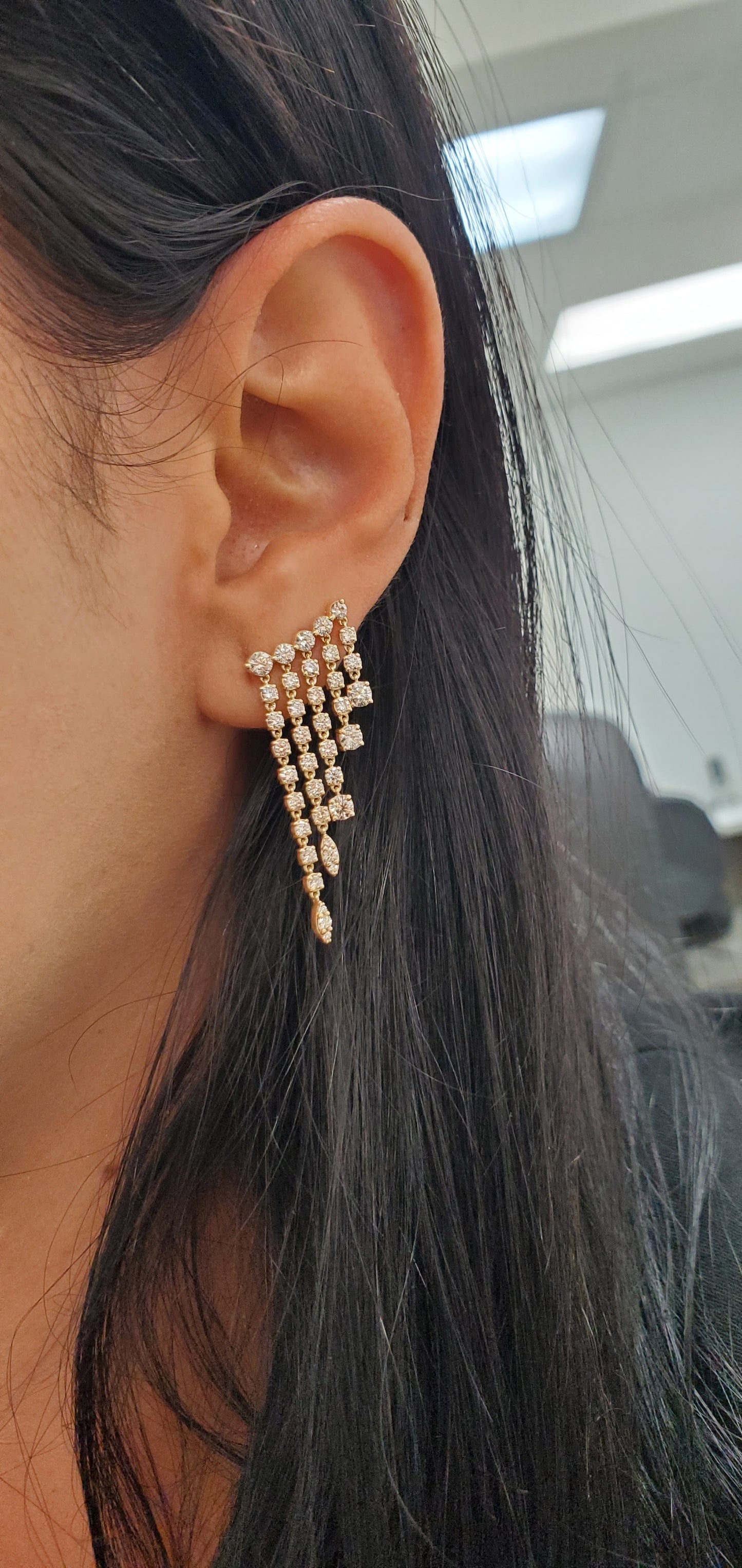 Diamond Cascade Fringe Earrings