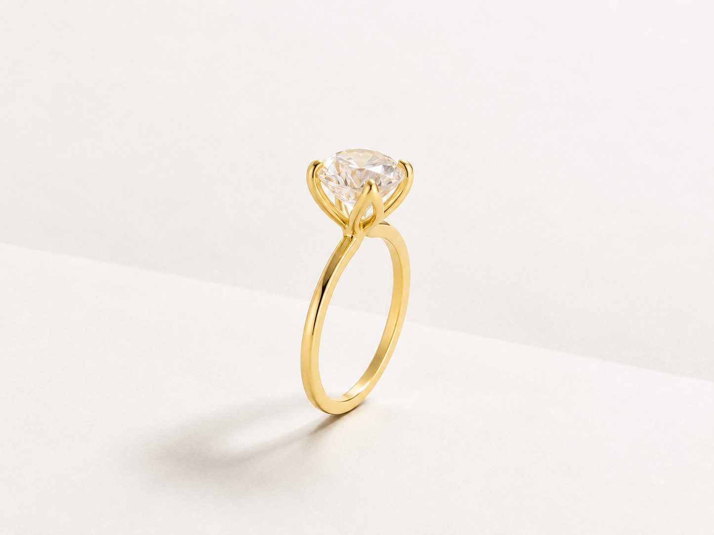 14K Yellow Gold 1.96 CT Lab Grown Round Diamond Tulip Prong Solitaire Ring