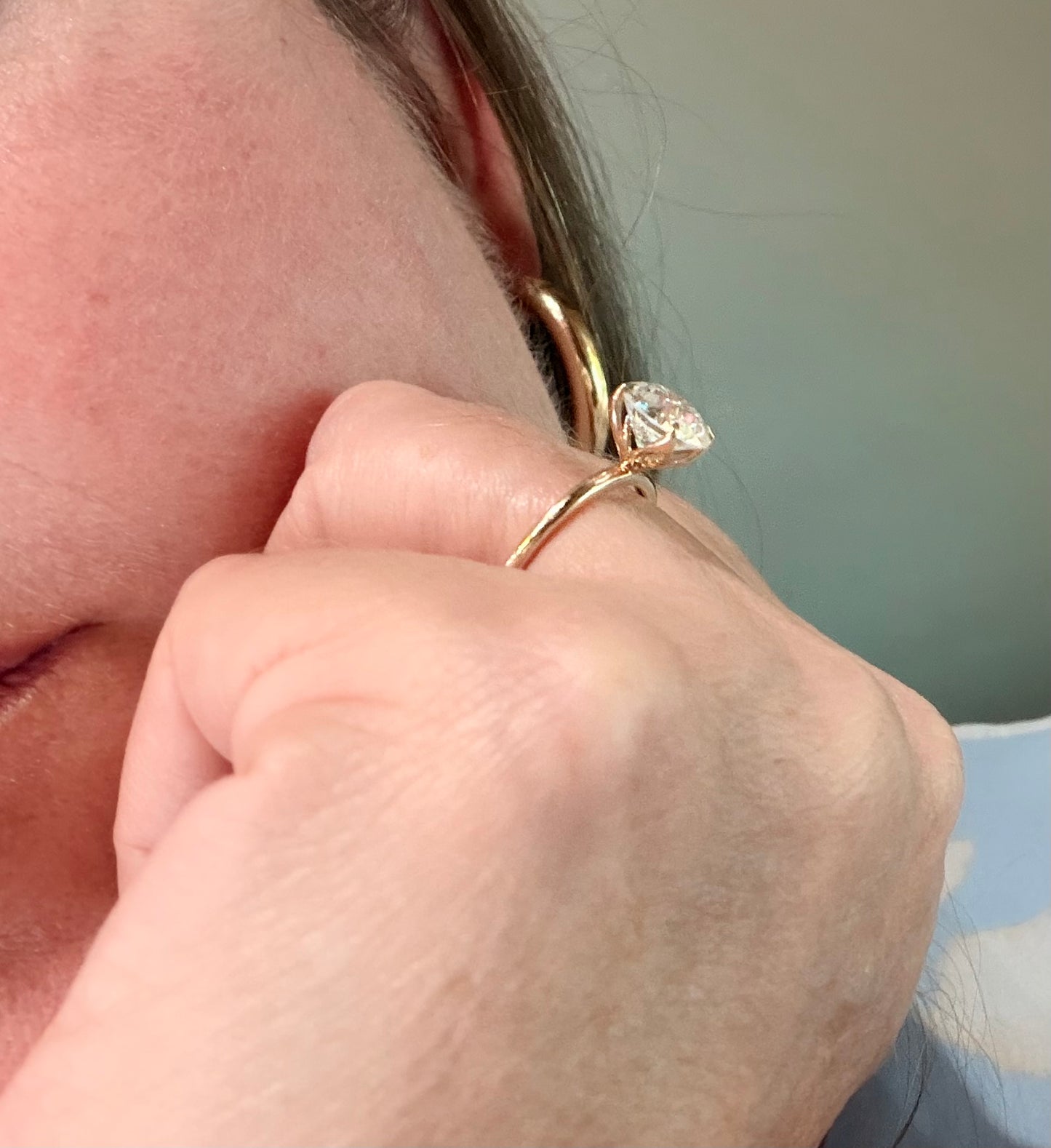 14K Yellow Gold 1.96 CT Lab Grown Round Diamond Tulip Prong Solitaire Ring