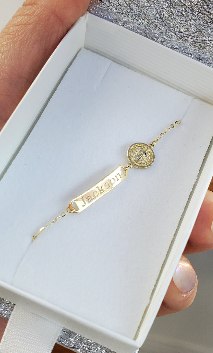 St Benedict Baby ID Bracelet