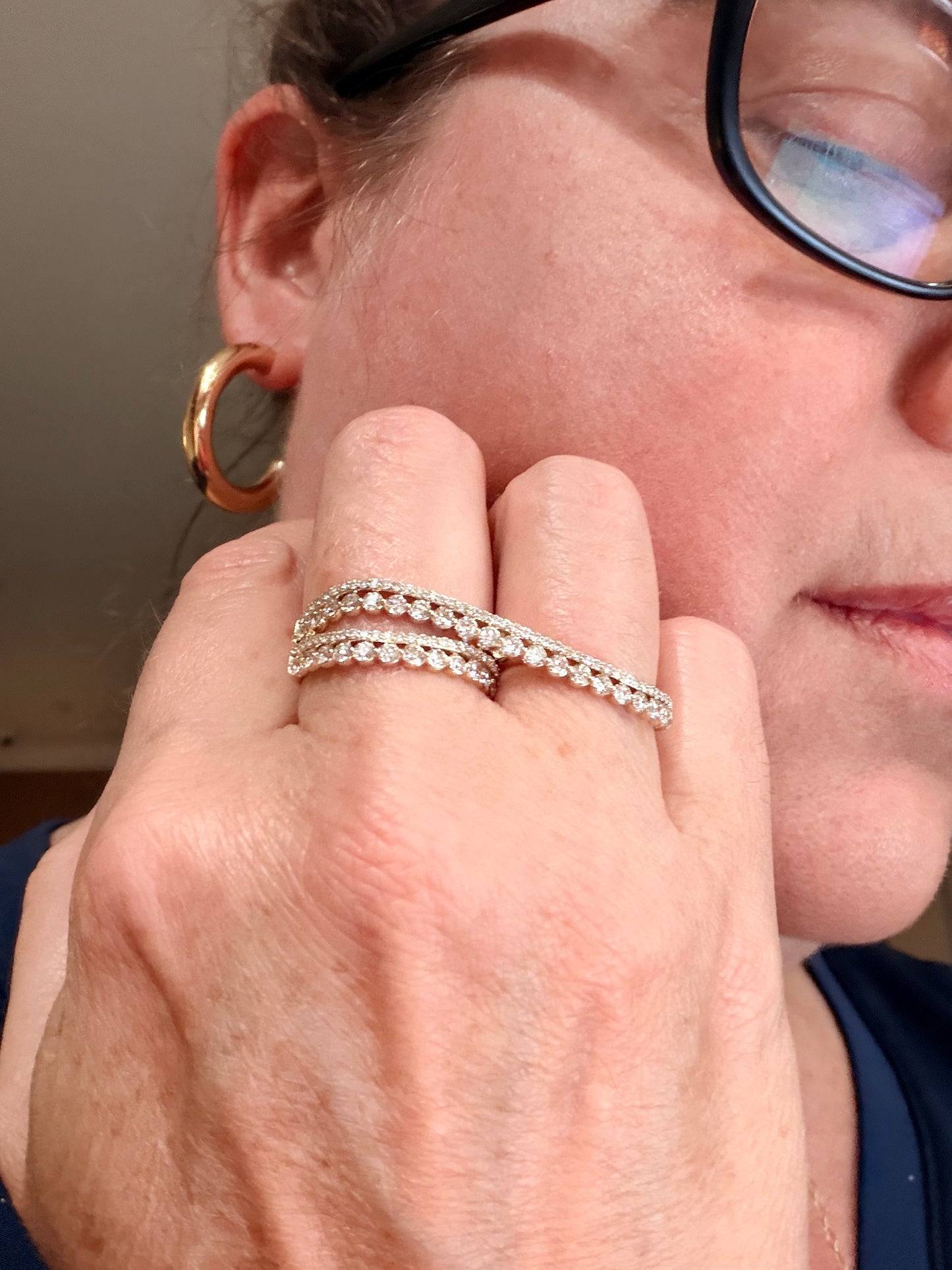Diamond Two-Finger Ribbon Wrap Ring