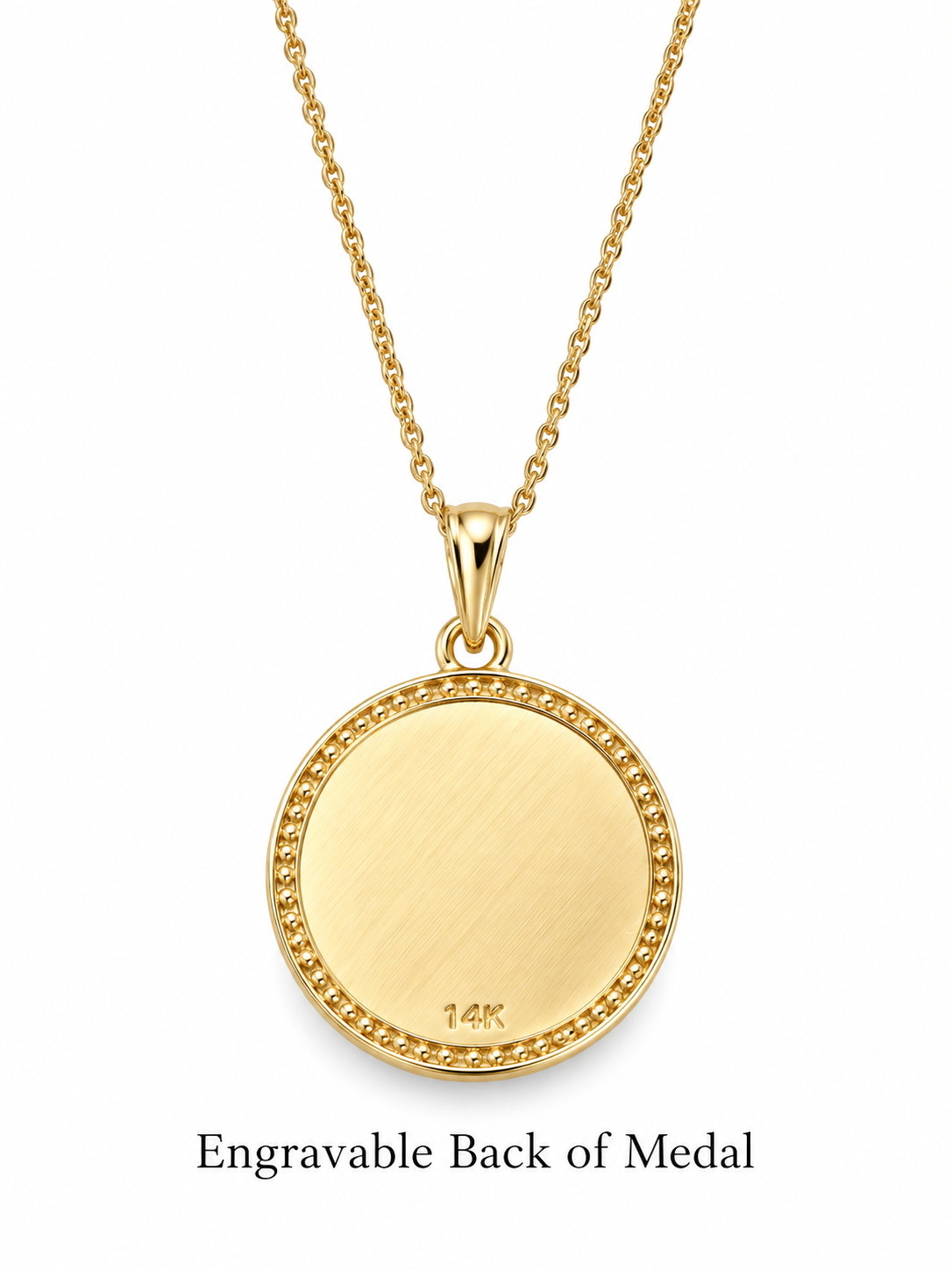 14K Yellow Gold Diamond Our Lady of Mount Carmel Medal Necklace