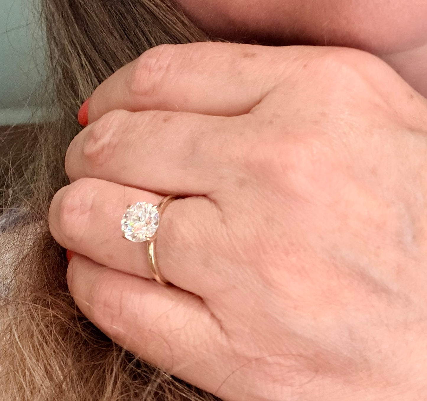 14K Yellow Gold 1.96 CT Lab Grown Round Diamond Tulip Prong Solitaire Ring