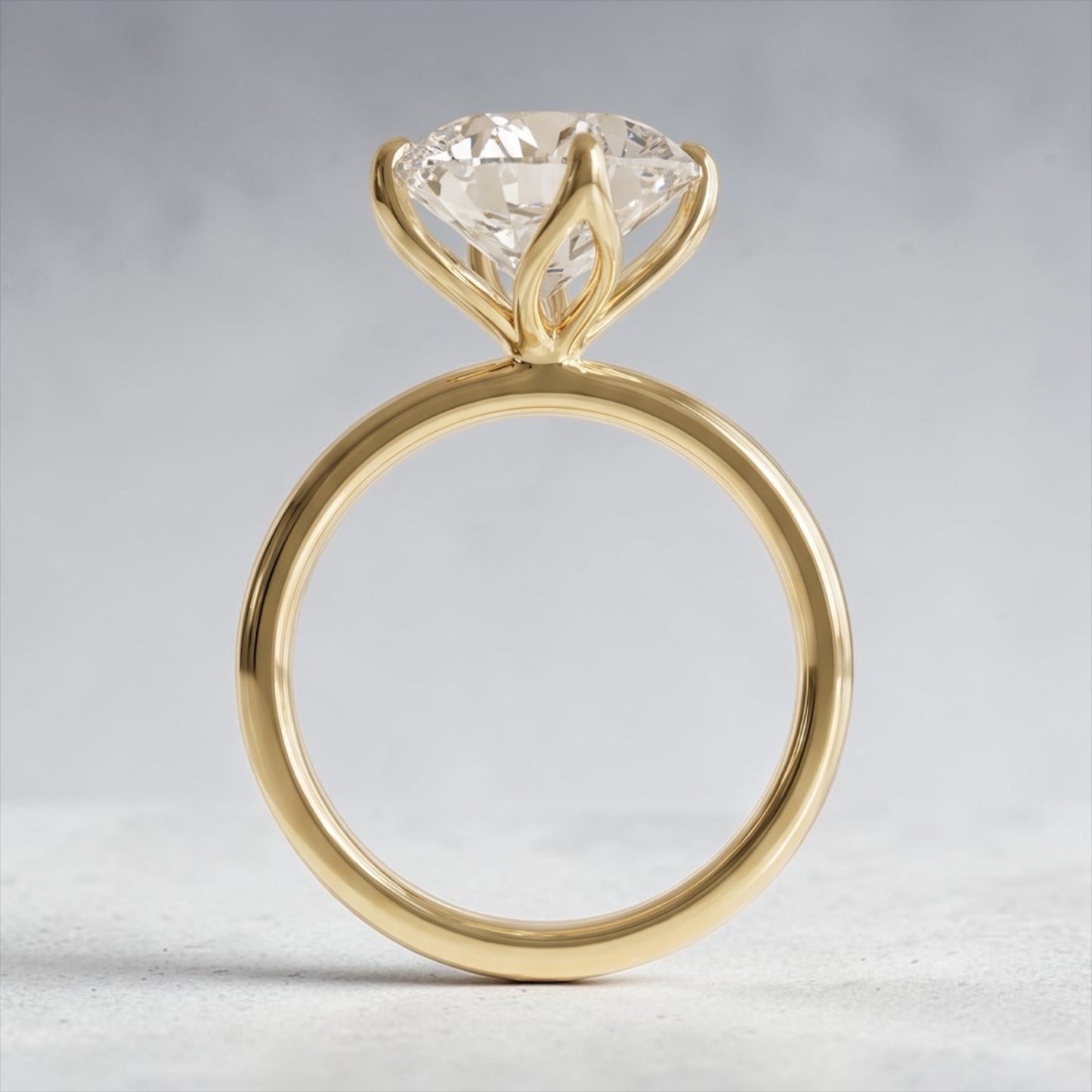 14K Yellow Gold 1.96 CT Lab Grown Round Diamond Tulip Prong Solitaire Ring