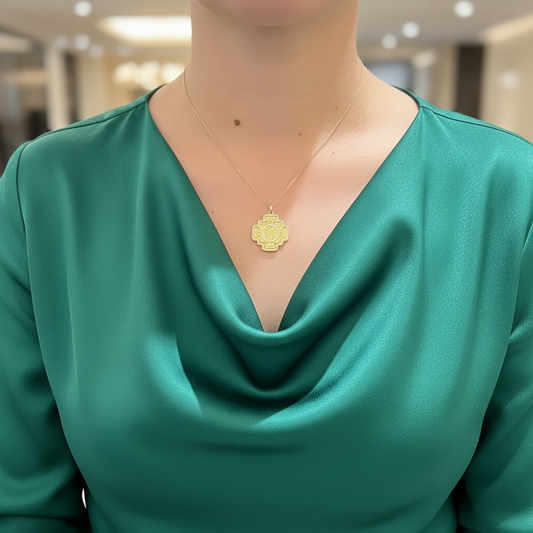 Diamond Saint Benedict Medal Cross Pendant