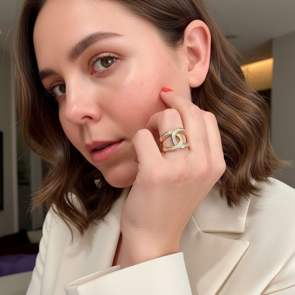 14K Gold Natural Diamond Interlocking Love Knot Statement Ring