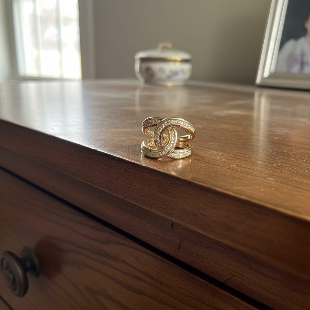 14K Gold Natural Diamond Interlocking Love Knot Statement Ring