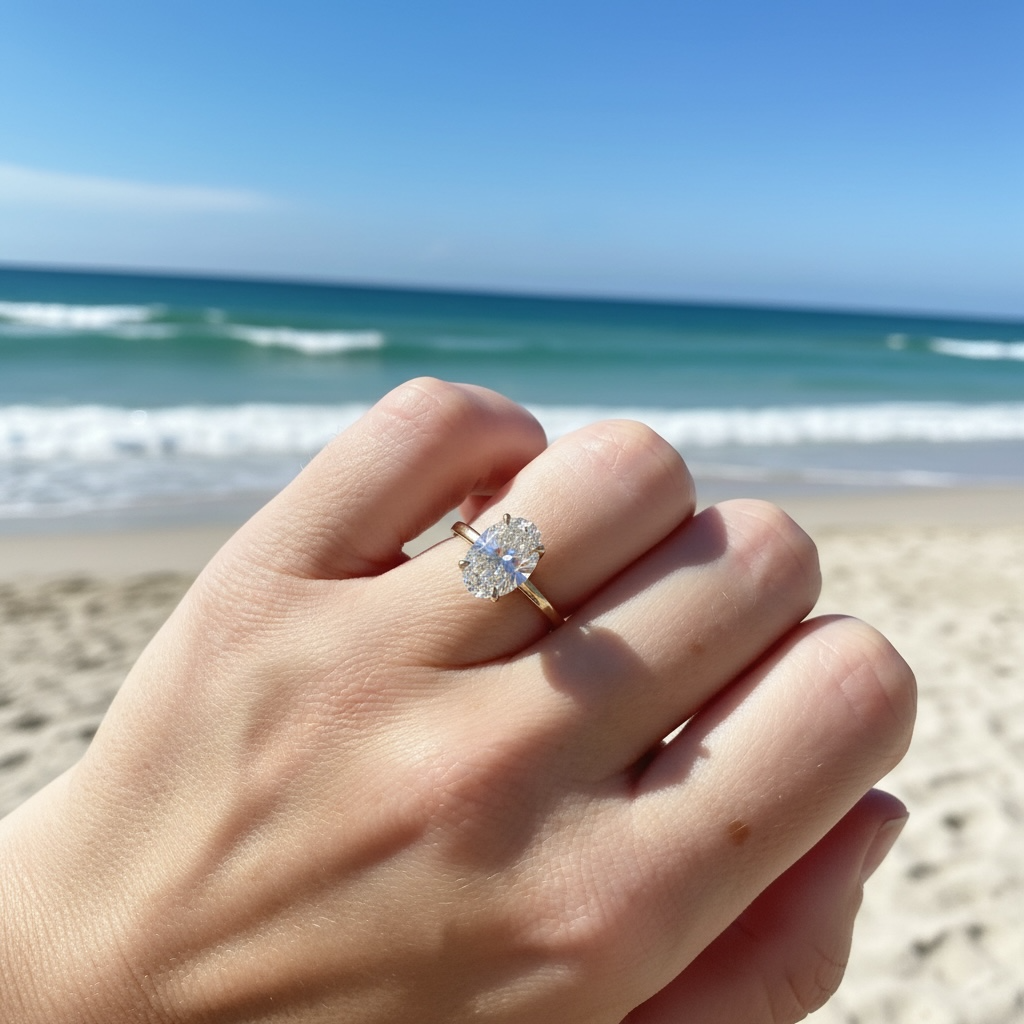 14K Yellow Gold 1.80 CT Lab Grown Oval Diamond Hidden Halo Engagement Ring