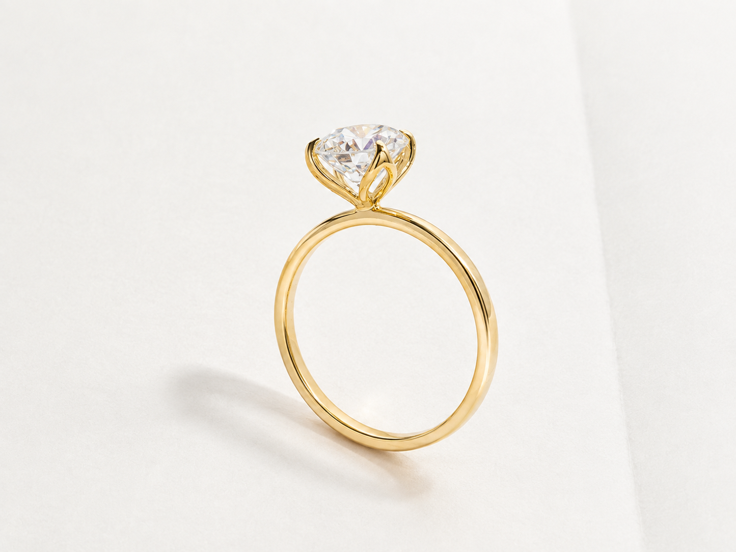 14K Yellow Gold 1.96 CT Lab Grown Round Diamond Tulip Prong Solitaire Ring