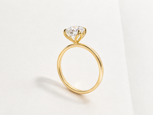 14K Yellow Gold 1.96 CT Lab Grown Round Diamond Tulip Prong Solitaire Ring