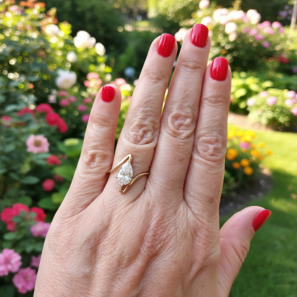 14K Yellow Gold Lab Grown Pear Diamond Bypass Ring – 1.85 CT