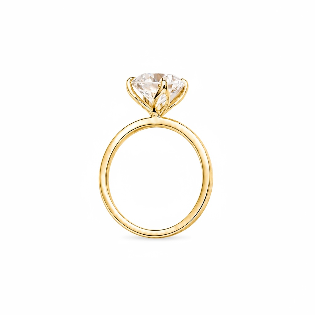 14K Yellow Gold 1.96 CT Lab Grown Round Diamond Tulip Prong Solitaire Ring