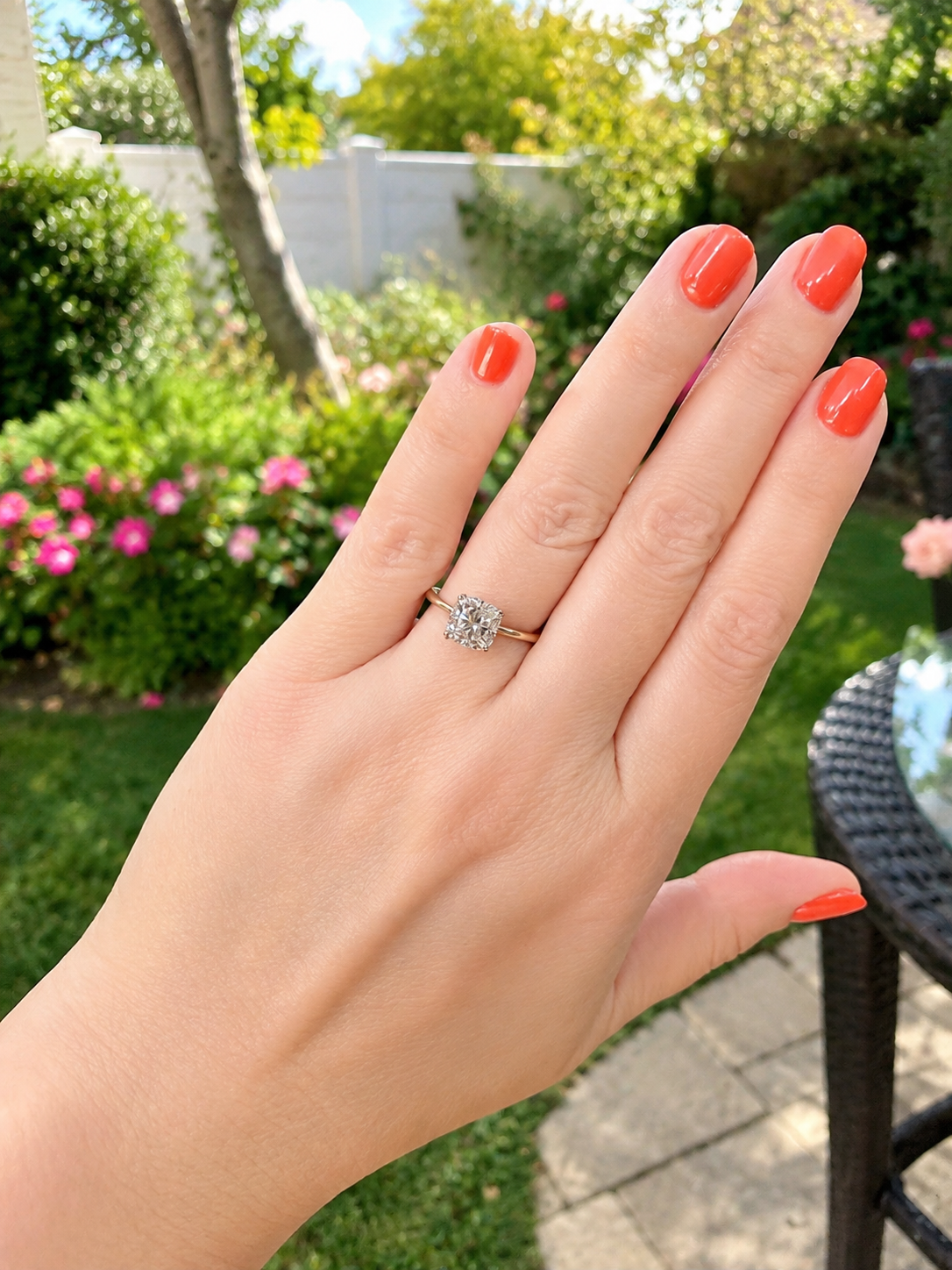 14K Yellow Gold 2.06 CT Lab Grown Cushion Diamond Octet Prong Solitaire Ring