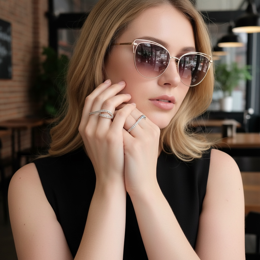 Diamond Two-Finger Ribbon Wrap Ring