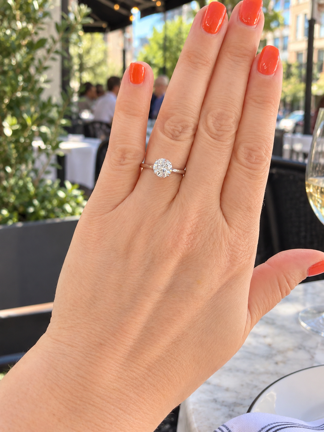 14K White Gold 1.51 CT Lab Grown Round Diamond Cathedral Solitaire Engagement Ring