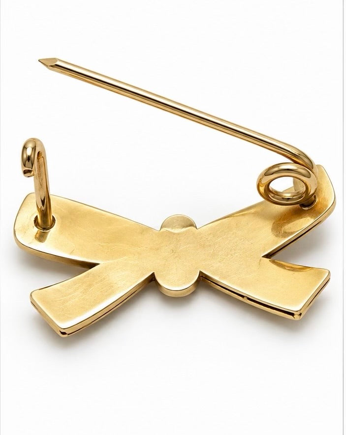 Bow Baby Pin with 18mm  Pearl Cross Dangle