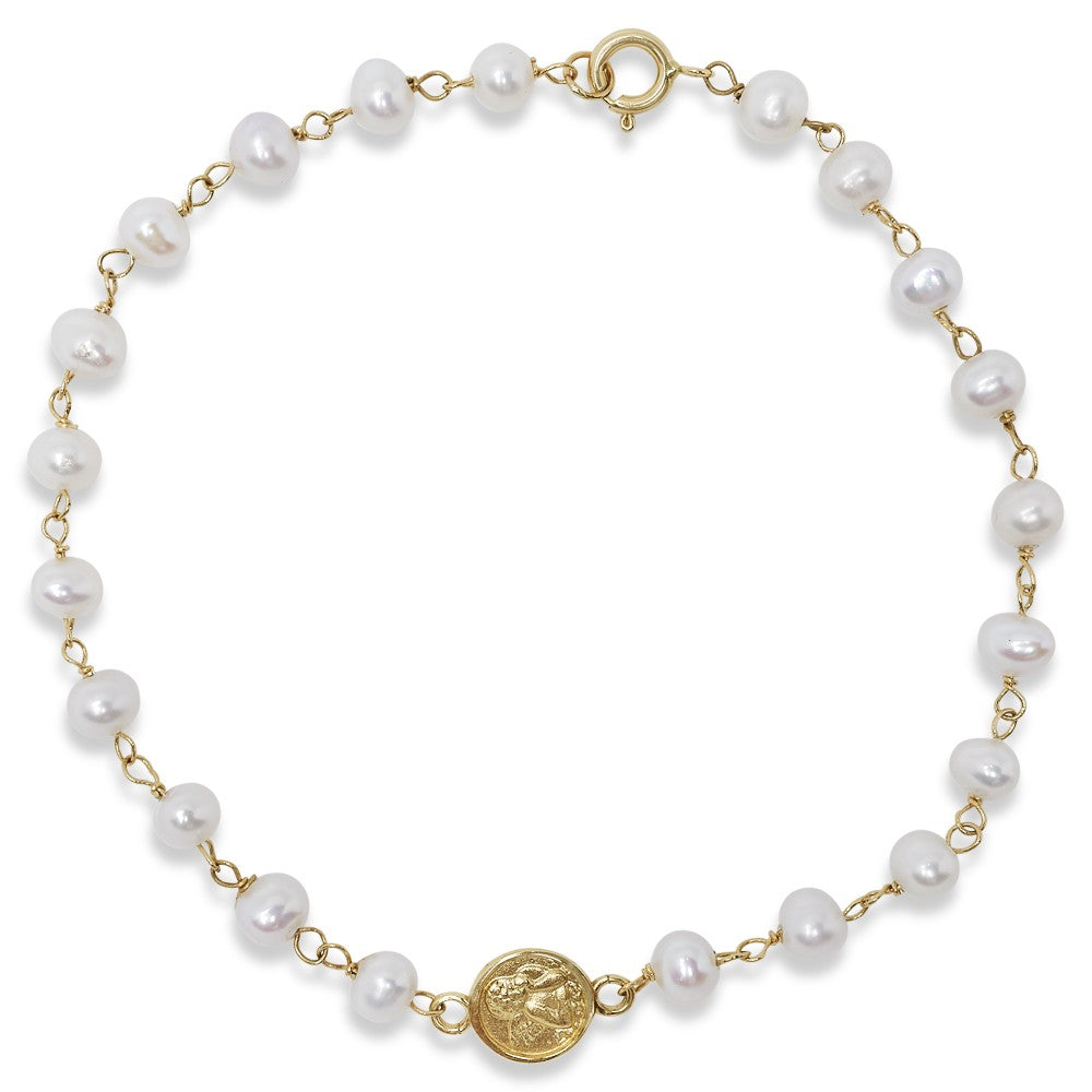Small Angel Medal Pearl Bracelet