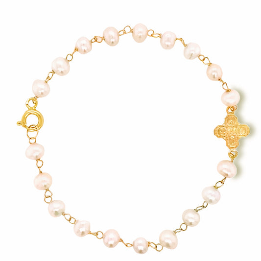 Four-Way Cross Pearl Bracelet (8X8MM)