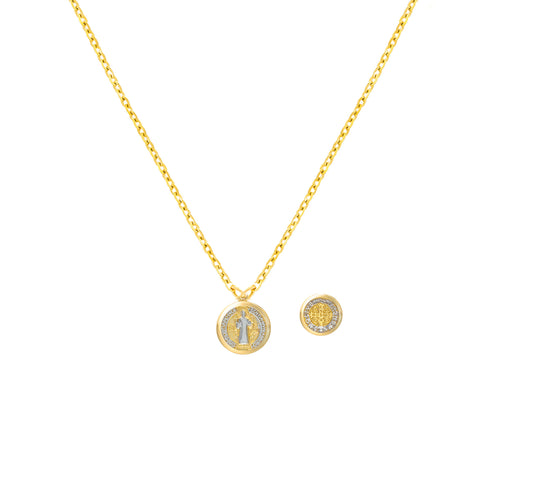 Mini Saint Benedict Medal Necklace (Thinner Chain)