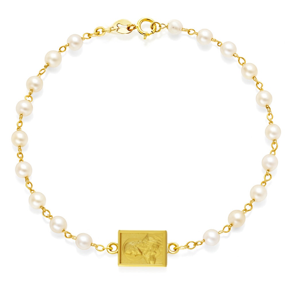 Pearl Bracelet with Scapular Medal