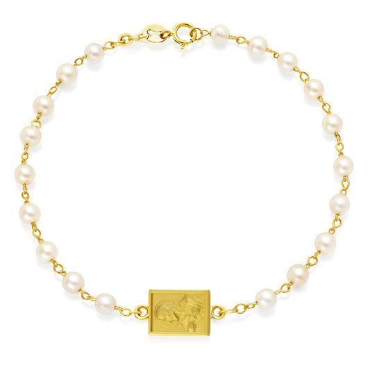 Pearl Bracelet with Scapular Medal