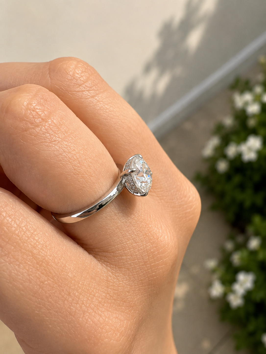 14K White Gold 2.05 CT Lab Grown Round Diamond Hidden Halo Solitaire Engagement Ring
