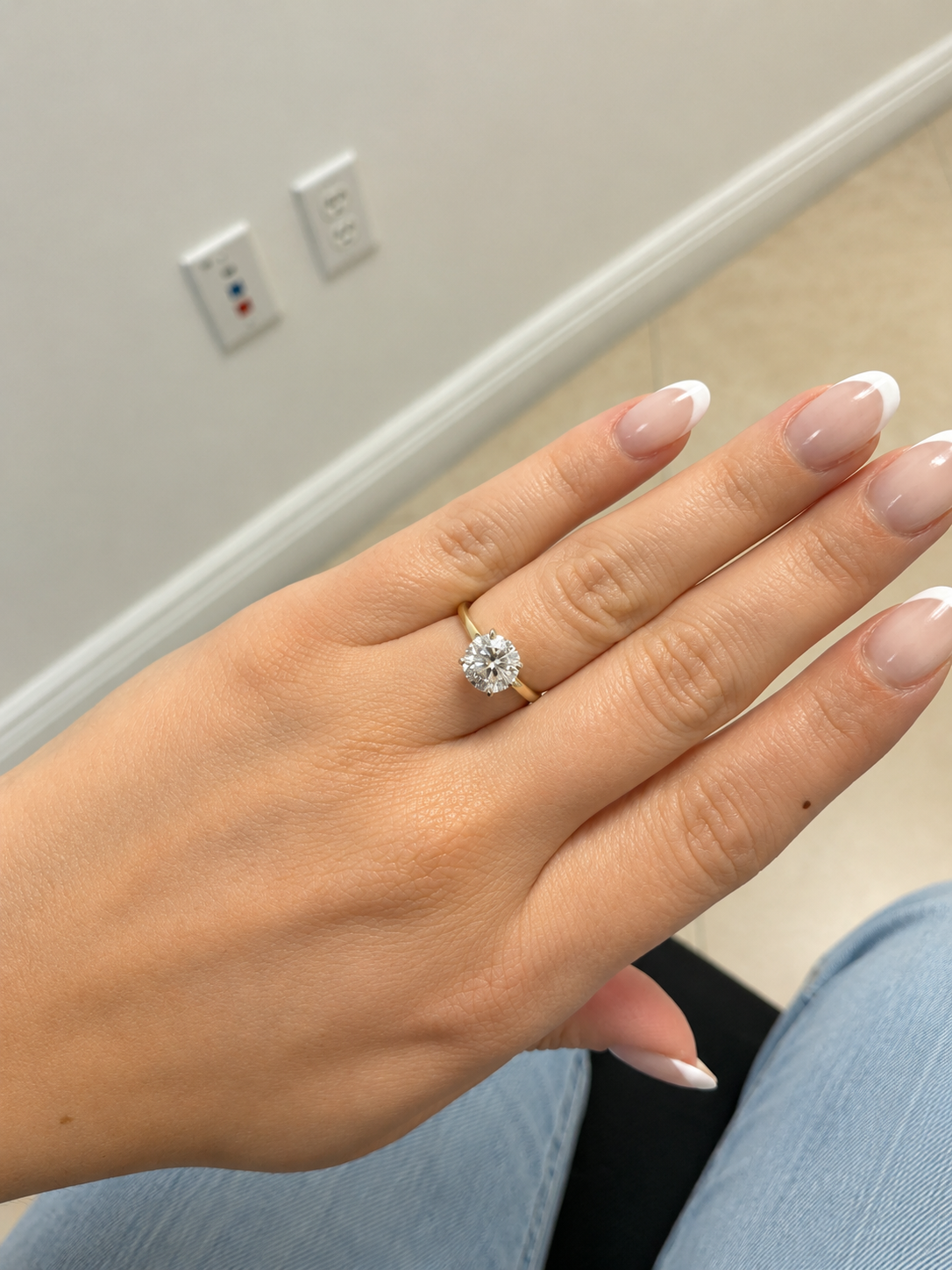 14K White Gold 2.05 CT Lab Grown Round Diamond Hidden Halo Solitaire Engagement Ring