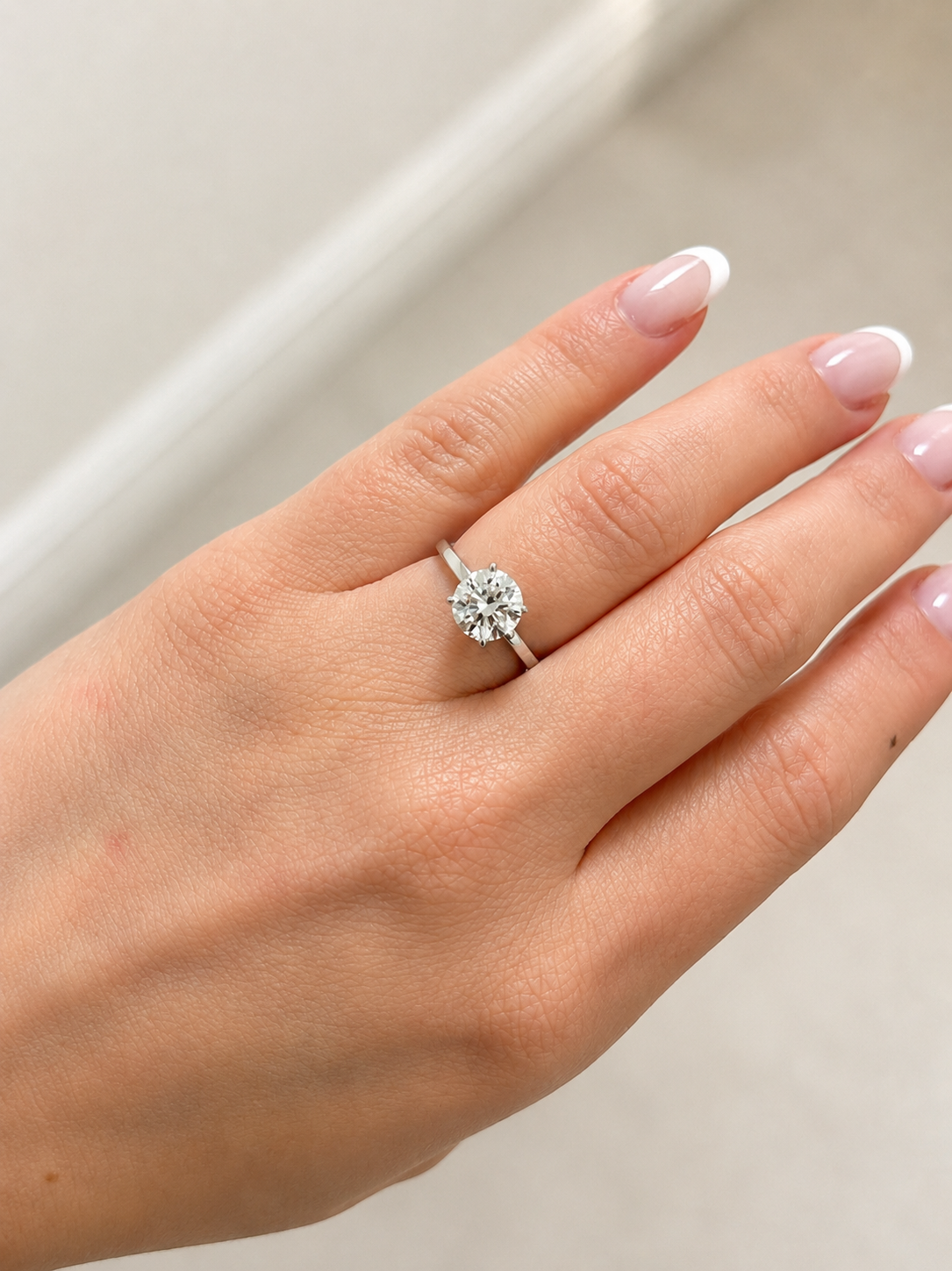 14K White Gold 2.05 CT Lab Grown Round Diamond Hidden Halo Solitaire Engagement Ring