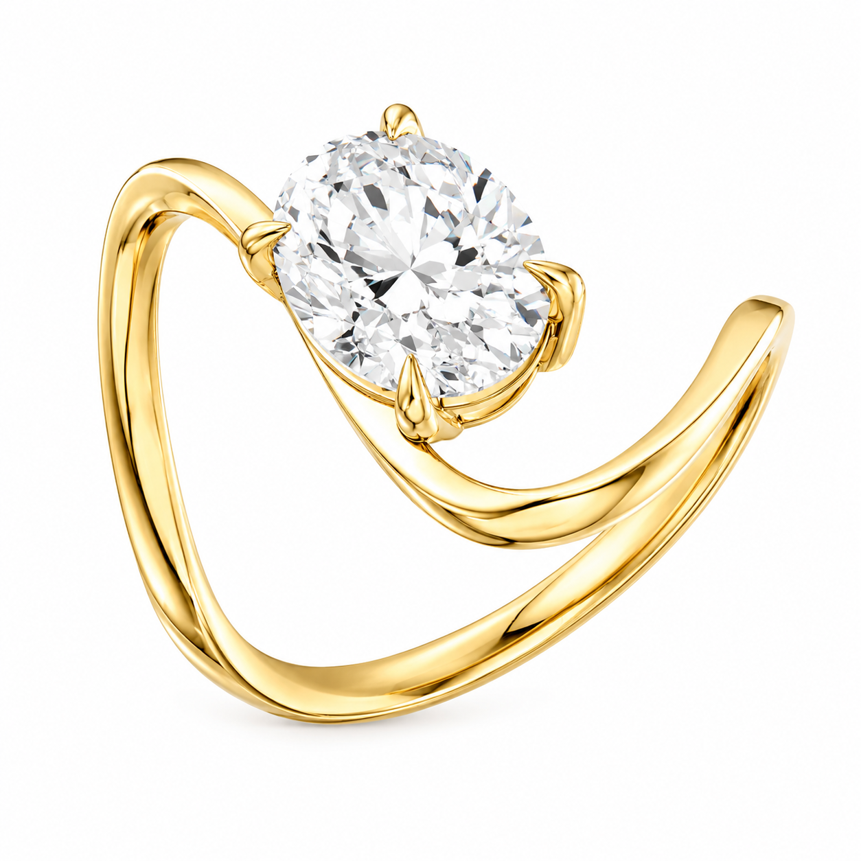 Lab Grown Twisted Solitaire Diamond Ring