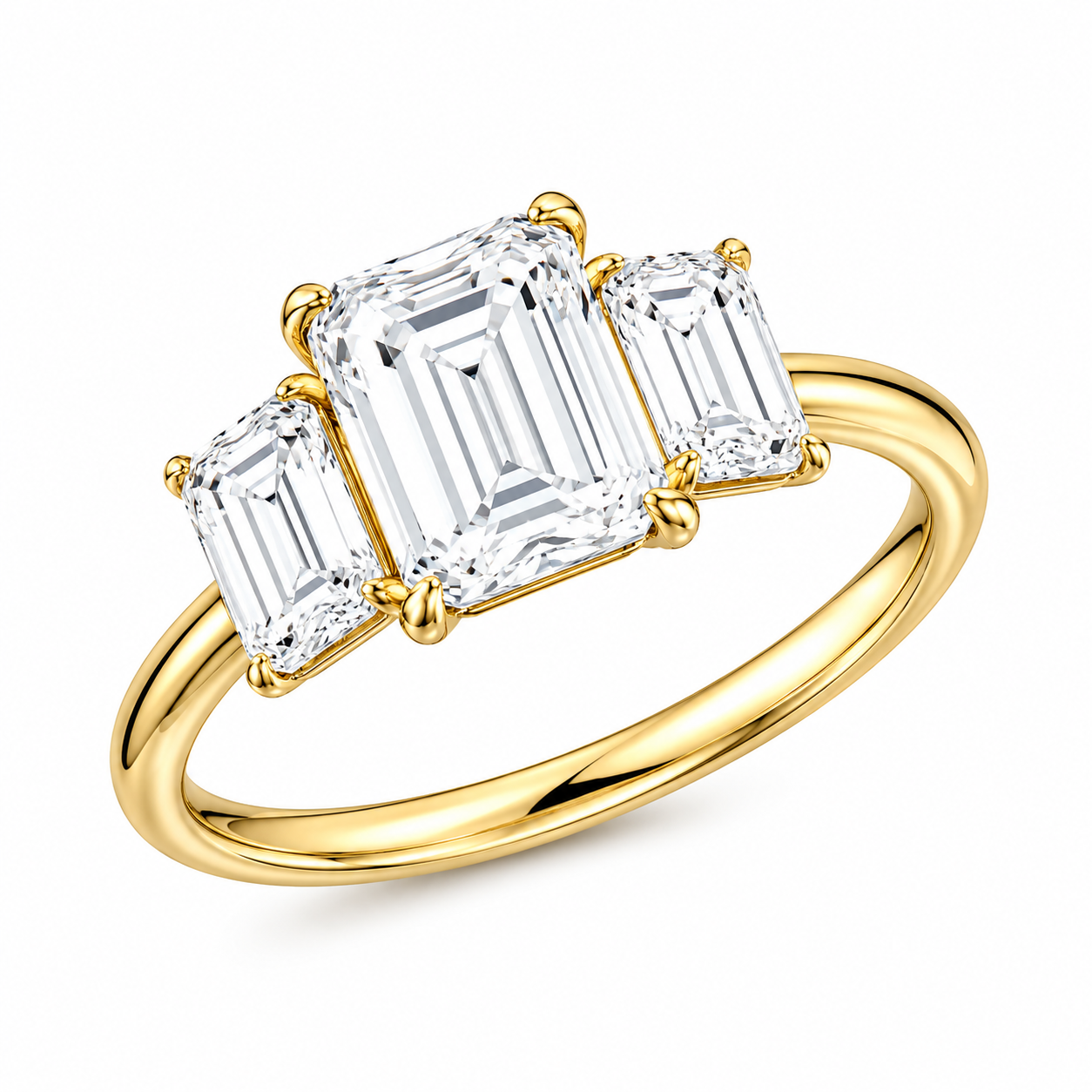 Triple Emerald Cut Lab Grown Diamond Ring