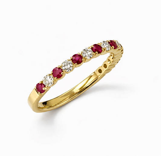 Alternating Diamond & Color Stone Band Ring