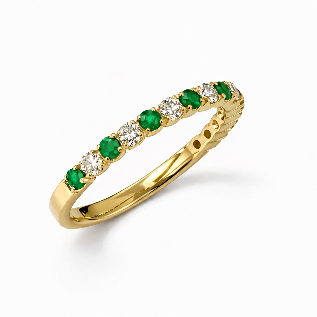 Alternating Diamond & Color Stone Band Ring