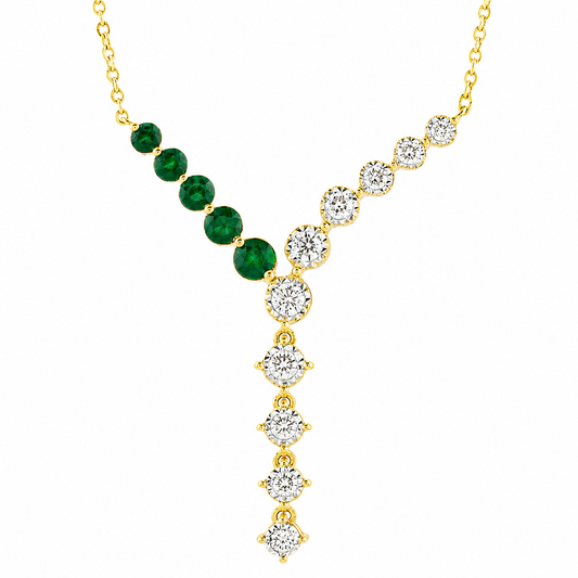 Luxurious Color Stone Accented Diamond Illusion Lariat Gold Necklace