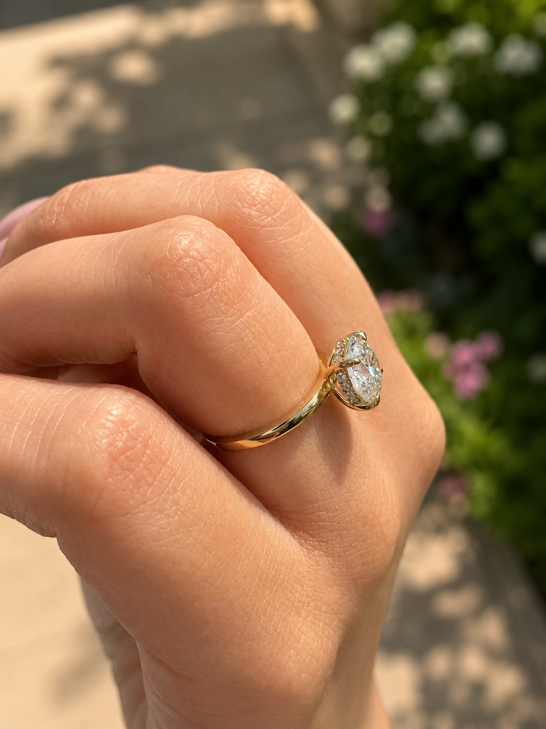 14K Yellow Gold 2.05 CT Lab Grown Round Diamond Hidden Halo Solitaire Engagement Ring
