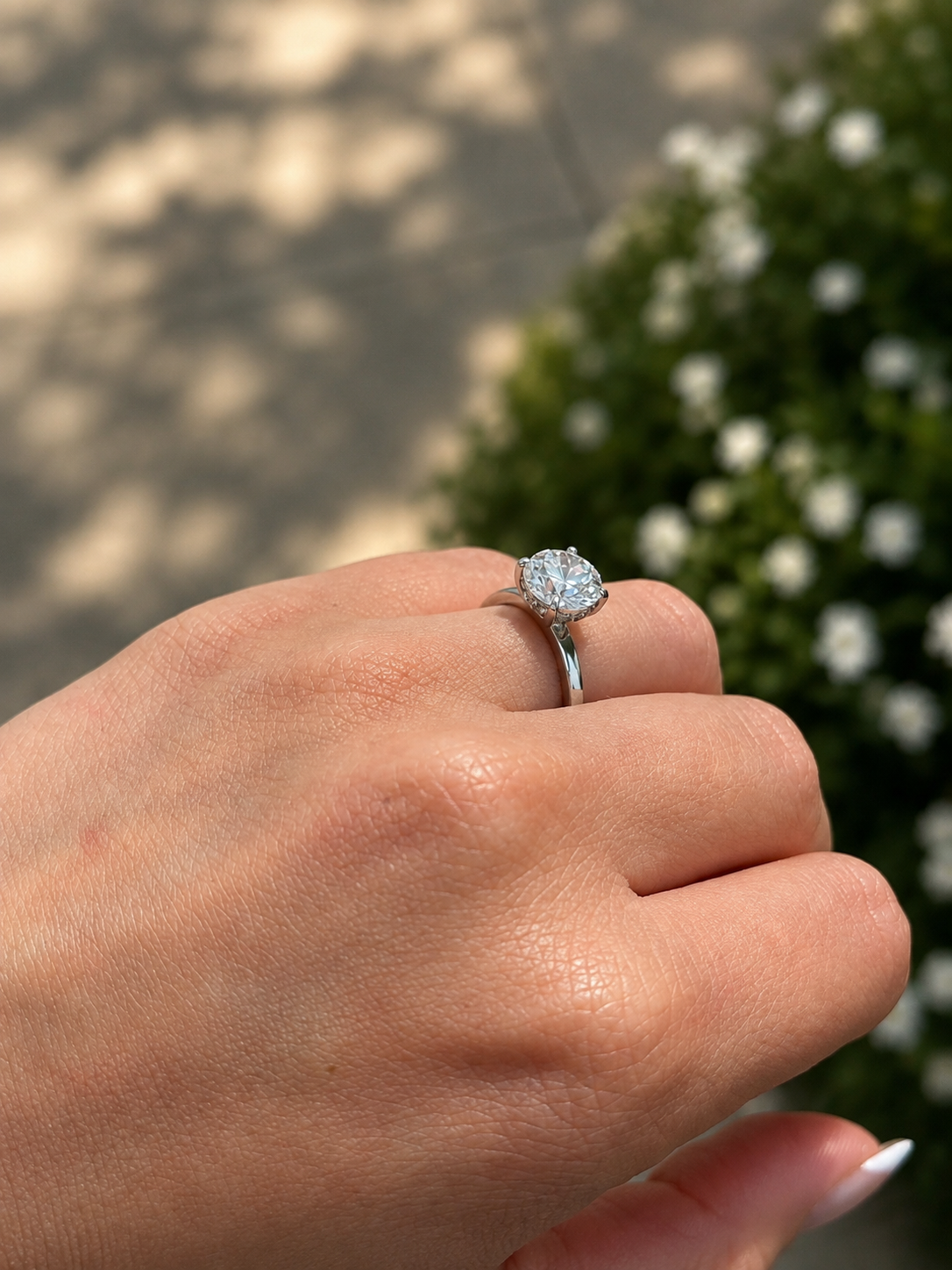 14K White Gold 2.05 CT Lab Grown Round Diamond Hidden Halo Solitaire Engagement Ring