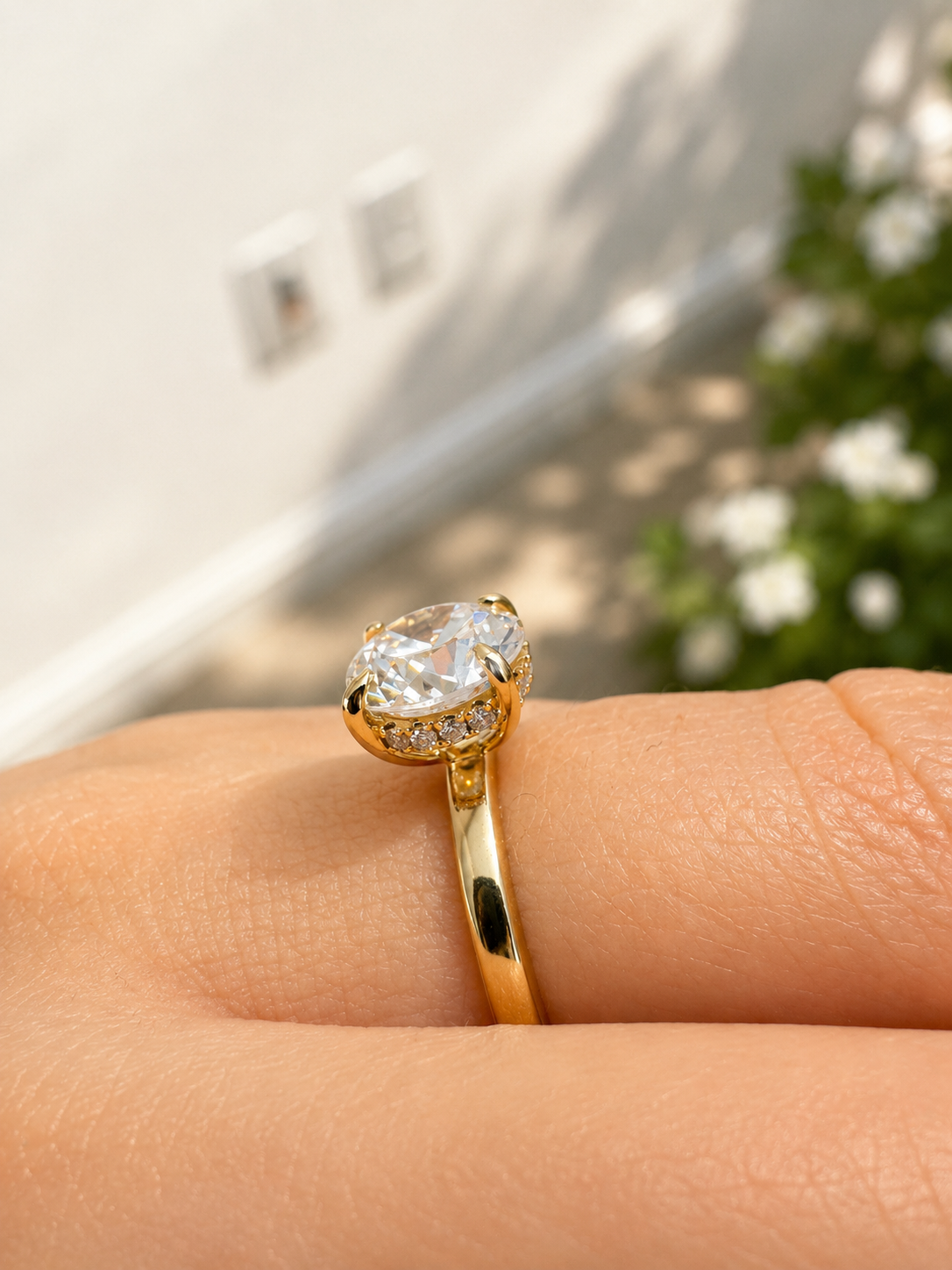 14K Yellow Gold 2.05 CT Lab Grown Round Diamond Hidden Halo Solitaire Engagement Ring